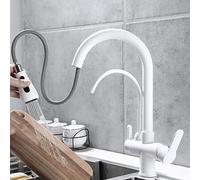 Rubinetti miscelatori per lavello da Cucina a 3 Vie con doccetta Estraibile Rubinetto Girevole in Ottone dell'Acqua Potabile 1 - Antico