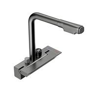 Rubinetti miscelatori per lavello Rubinetto da Cucina con doccetta Estraibile - Miscelatore monoforo in Ottone Display Digitale Acqua Calda e Fredda Moderni Grigi Una Facile puliz