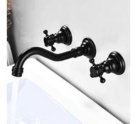 rubinetti Parete montata Nero, Mixer in Ottone con Gradi a Rotazione, Doppio Manico e Rubinetto lavandino del Bacino Freddo, b