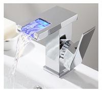 Rubinetti per bagno, Rubinetto for lavabo a cascata con display LED della temperatura, da bagno montato sul ponte(Mp46 Chrome)