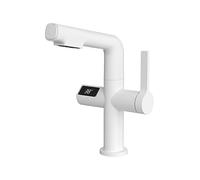 Rubinetti per bagno, Rubinetto for lavabo con display digitale intelligente moderno, rubinetto a cascata, miscelatore for estraibile a 360°C(White)