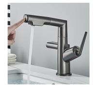 Rubinetti per bagno, Rubinetto for lavabo con display digitale intelligente moderno, rubinetto a cascata, miscelatore for estraibile a 360°C(Gun Grey a)