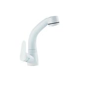 Rubinetti per bagno, Rubinetto for lavabo con sollevamento retrattile, doccetta estraibile flessibile, miscelatore montato sul piano, beccuccio a doppia modalità(White)