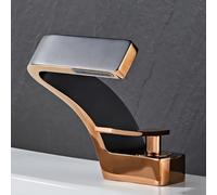 Rubinetti per cucina e bagno Miscelatore monocomando in ottone per lavabo elegante nero e oro rosa rubinetto a cascata moderno rubinetto lavabo per l'aggiornamento domestico