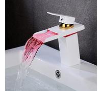 Rubinetti per lavabo a led in ottone bianco cascata rubinetto lavabo singolo maniglia foro ponte lavaggio vintage rubinetti miscelatore caldo e freddo gru