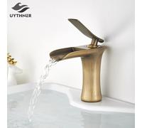 Rubinetti per lavabo Cascata Rubinetto per bagno Maniglia singola Miscelatore per lavabo Bagno Rubinetto in ottone antico Lavandino Gru per acqua Rubinetti argento