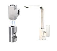 Rubinetti per lavabo, Cucina quadrata in acciaio inossidabile rubinetto caldo e freddo mixer rubine(304-B)