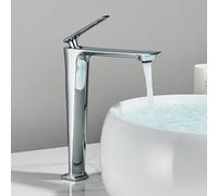 Rubinetti per lavabo da Bagno cromati, Rubinetto per lavabo da Bagno Alto/Basso, Miscelatore per Acqua Calda e Fredda, Design Europeo, Rubinetto per lavabo da Bagno con Maniglia Si