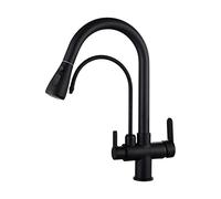 Rubinetti per lavabo, Estrarre il rubinetto della cucina Gru in ottone massiccio for la del ponte Nero filtro dell'acqua a 3 vie(A)