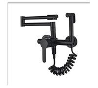 Rubinetti per lavabo, FODABILE rubinetti da cucina in ottone massiccio Miscelatore for lavabo in rubinetto caldo e freddo montati con pistola a spruzzo rotante miscelatore lavello(Noir)