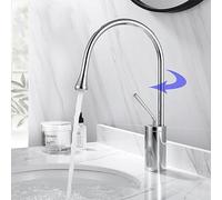 Rubinetti per lavabo girevole a 360°, miscelatore design a goccia d'acqua, rubinetto per lavabo bagno moderno e leggero di lusso, braccio girevole a 360° universale, ottone 59A, maniglia singola, fac