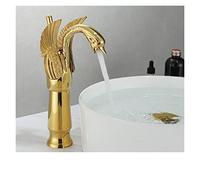 Rubinetti per lavabo Gold Luxury Bathroom Sink Rubinetto Vintage Rame Swan Style Personality Moda Moda Mount Mount Miscelatore caldo e freddo Miscelatore Nero Bacino Rubinetto(High Golden)