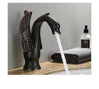 Rubinetti per lavabo, Gold Luxury Bathroom Sink Rubinetto Vintage Rame Swan Style Personality Moda Mount Miscelatore caldo e freddo Nero Bacino(Short Black Bronze)