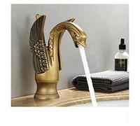 Rubinetti per lavabo Gold Luxury Bathroom Sink Rubinetto Vintage Rame Swan Style Personality Moda Moda Mount Mount Miscelatore caldo e freddo Miscelatore Nero Bacino Rubinetto(Short Antique Brass)