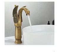Rubinetti per lavabo Gold Luxury Bathroom Sink Rubinetto Vintage Rame Swan Style Personality Moda Moda Mount Mount Miscelatore caldo e freddo Miscelatore Nero Bacino Rubinetto(High Antique Brass)