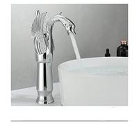Rubinetti per lavabo Gold Luxury Bathroom Sink Rubinetto Vintage Rame Swan Style Personality Moda Moda Mount Mount Miscelatore caldo e freddo Miscelatore Nero Bacino Rubinetto(High Chrome)