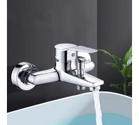 Rubinetti per lavabo in lega di zinco Rubinetto miscelatore a doppio beccuccio per acqua calda fredda a parete cromata per lavabo da bagno con divisore per bagno