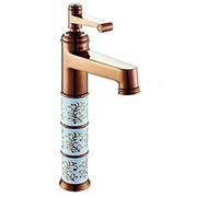 Rubinetti per lavabo Ottone Placcato Oro Rosa Rubinetto per lavabo Geramic Foro monocomando Miscelatore per Montaggio su Ponte Rubinetto per Acqua, Oro Rosa Alto (Colore : Rose Gold Tall)