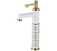 Rubinetti per lavabo Ottone Placcato Oro Rosa Rubinetto per lavabo Geramic Foro monocomando Miscelatore per Montaggio su Ponte Rubinetto per Acqua, Oro Rosa Alto (Colore : Rose Gold Tall)