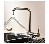 Rubinetti per lavabo, Rame Caldo e freddo Seven-Carattere Cucinetto Della Lavandino Lavabo Rubinetto Pieghevole Uvolto rotante universale(Type B brushed)