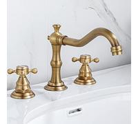Rubinetti per lavabo retrò, Rubinetto per lavabo in ottone Rubinetto per lavabo con acqua calda e fredda, Miscelatore per lavabo a 3 fori, Miscelatore per lavabo con doppia maniglia a croce, Antico