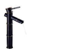 Rubinetti per lavabo Rubinetto a cascata in bronzo nero Rubinetto a cascata in bambù ad arco alto per bagno Rubinetti per lavabo monocomando miscelatore acqua calda e fredda (ZJC03-B)