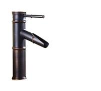 Rubinetti per lavabo Rubinetto a cascata in bronzo nero Rubinetto a cascata in bambù ad arco alto per bagno Rubinetti per lavabo monocomando miscelatore acqua calda e fredda (ZJP02-B)