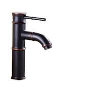 Rubinetti per lavabo Rubinetto a cascata in bronzo nero Rubinetto a cascata in bambù ad arco alto per bagno Rubinetti per lavabo monocomando miscelatore acqua calda e fredda (ZJW02-B)