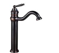 Rubinetti per lavabo, rubinetto da banco girevole a leva singola retrò nero per acqua fredda e calda, rubinetto monoforo per lavello con tubo di ingresso e accessori