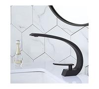 Rubinetti per lavabo, Rubinetto del bacino Miscelatore da bagno moderno Tap spazzolato in oro lavabo in rubinetto singolo impugnatura foro caldo e freddo cascata falce(Noir)