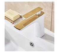 Rubinetti per lavabo, Rubinetto del bacino rubinetto bagno caldo freddo cromato in ottone lavandino lavello dell'acqua della gru(Light Yellow)