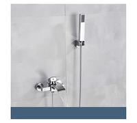 Rubinetti per lavabo, Rubinetto della cascata del rubinetto vasca da bagno nero opaco con doccia a mano miscelatore caldo e freddo for parete for(I)