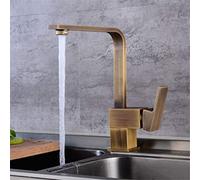 Rubinetti per lavello Cucina Acqua 360 ruotare Il portavoce del Miscelatore di Bronzo Foro Singolo con aeratore Montato, C (Ottone Antico B)