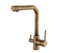 Rubinetti per lavello da cucina a 3 vie rubinetto girevole in ottone con filtro per acqua calda fredda(Antique)