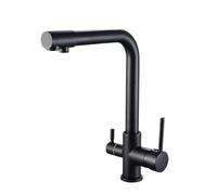 Rubinetti per lavello da cucina a 3 vie rubinetto girevole in ottone con filtro per acqua calda fredda(Black)