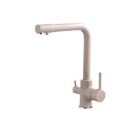Rubinetti per lavello da cucina a 3 vie rubinetto girevole in ottone con filtro per acqua calda fredda(Beige)
