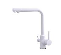 Rubinetti per lavello da cucina a 3 vie rubinetto girevole in ottone con filtro per acqua calda fredda(White)