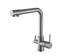 Rubinetti per lavello da cucina a 3 vie rubinetto girevole in ottone con filtro per acqua calda fredda(Gray)