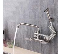 Rubinetti per Lavello da Cucina in Acciaio Inossidabile 304 Miscelatore Rubinetto A Cascata A Parete con Pistola A Spruzzo Rubinetto Girevole Caldo E Freddo per Lavello da Cucina E Lavander