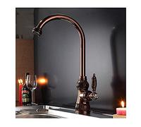 Rubinetti per lavello da Cucina Ottone Girevole a 360 Gradi con Modello in Marmo Miscelatore per lavabo monocomando, Oro (Oro Rosa)