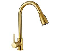 Rubinetti per lavello da Cucina Rubinetto per lavello Rubinetto da Cucina in Rame Puro, Rubinetto per lavabo monoforo monocomando ad Arco Alto, Rubinetto Miscelatore con abbassamento, per Lavanderia