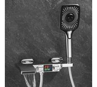 Rubinetti per Vasca con Doccia Rubinetti per Vasca A Cascata con Display A 3 modalità Rubinetti per Bagno con Miscelatore per Doccia, Chrome