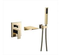 Rubinetti per vasca, rubinetto per vasca da bagno a cascata in ottone a parete, miscelatore per doccia caldo e freddo a parete, valvola di miscelazione nascosta con doccetta portatile, set doccia di l