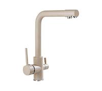 Rubinetti, Rubinetti Filtro Acqua Beige a 3 Vie Miscelatore Lavello Cucina Rubinetto per Bere Puro Doppia Leva Beccuccio Girevole a 360 Gradi in Ottone Comfortable anniversary