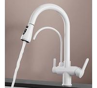 Rubinetti, Rubinetto Cucina a 3 Vie, Miscelatori Cucina con doccetta Estraibile Rubinetto Cucina Multifunzione in Ottone Bianco