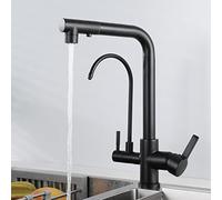 Rubinetti, Rubinetto Cucina Nero 3 Vie, Rubinetto Cucina con Doccetta Estensibile in Bronzo con Filtro Acqua Calda Eda Lavandino Cucina