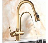 Rubinetti, Rubinetto da Cucina a 3 Vie con Doccetta Estensibile, Rubinetto da Cucina Multifunziin Bronzo Antico con Girevoler Lavandino
