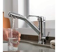 Rubinetti, Rubinetto da cucina a 3 vie for filtro dell'acqua, rubinetto girevole, for lavello, miscelatore a 2 leve, in ottone in 1