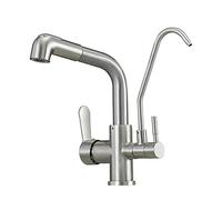 Rubinetti, Rubinetto da Cucina a 3 Vie, Rubinetto da Cucina con Doccetta Estensibile, Acqua Filtro in Bronzo, Acqua Calda Eda, Rubinetto Lavandino Girevole, Lucidato/A