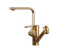 Rubinetti, Rubinetto da Cucina con Spruzzatore Estensibile, Rubinetto Miscelatore da Cucina Oro, Bocca Girevole a 360°, Ottestensibile Cona Doccetta, Rubinetto Lavabo Cucina